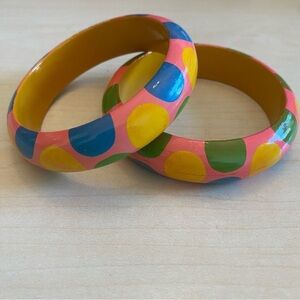 Multicolored Polka Dot Wood Bangles